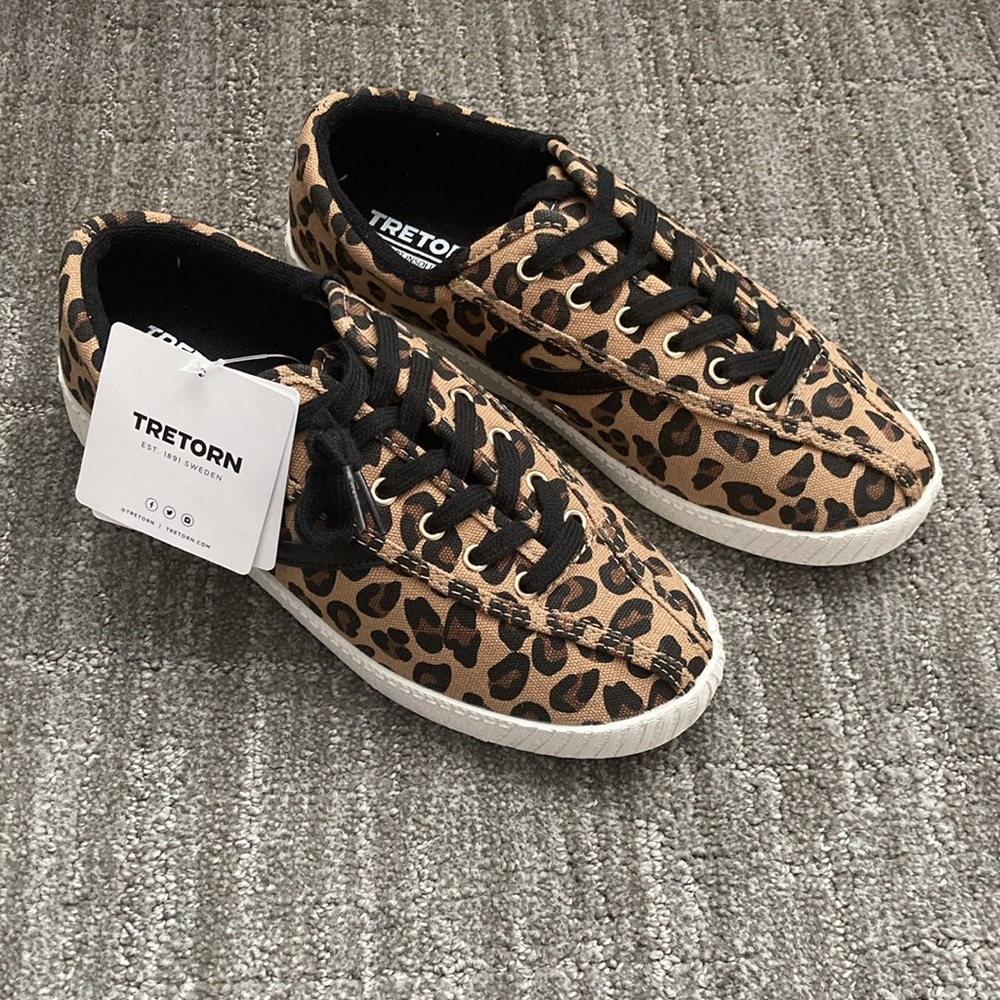 Tretorn ‘Nylite' Sneaker Leopard Print with Black Shoelaces - Picture 4 of 10